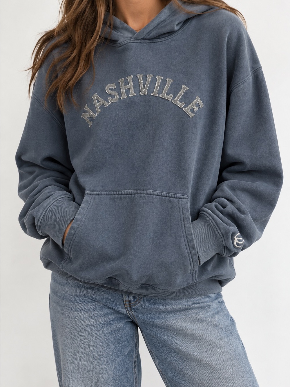 Hollister Women’s XS Nashville Blue Embroidered Graphic Pullover Hoodie